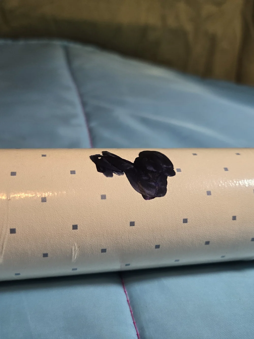 Vtg Rosedale Solid Vinyl Wall Coverings White With Blue Polka Dots Pattern New